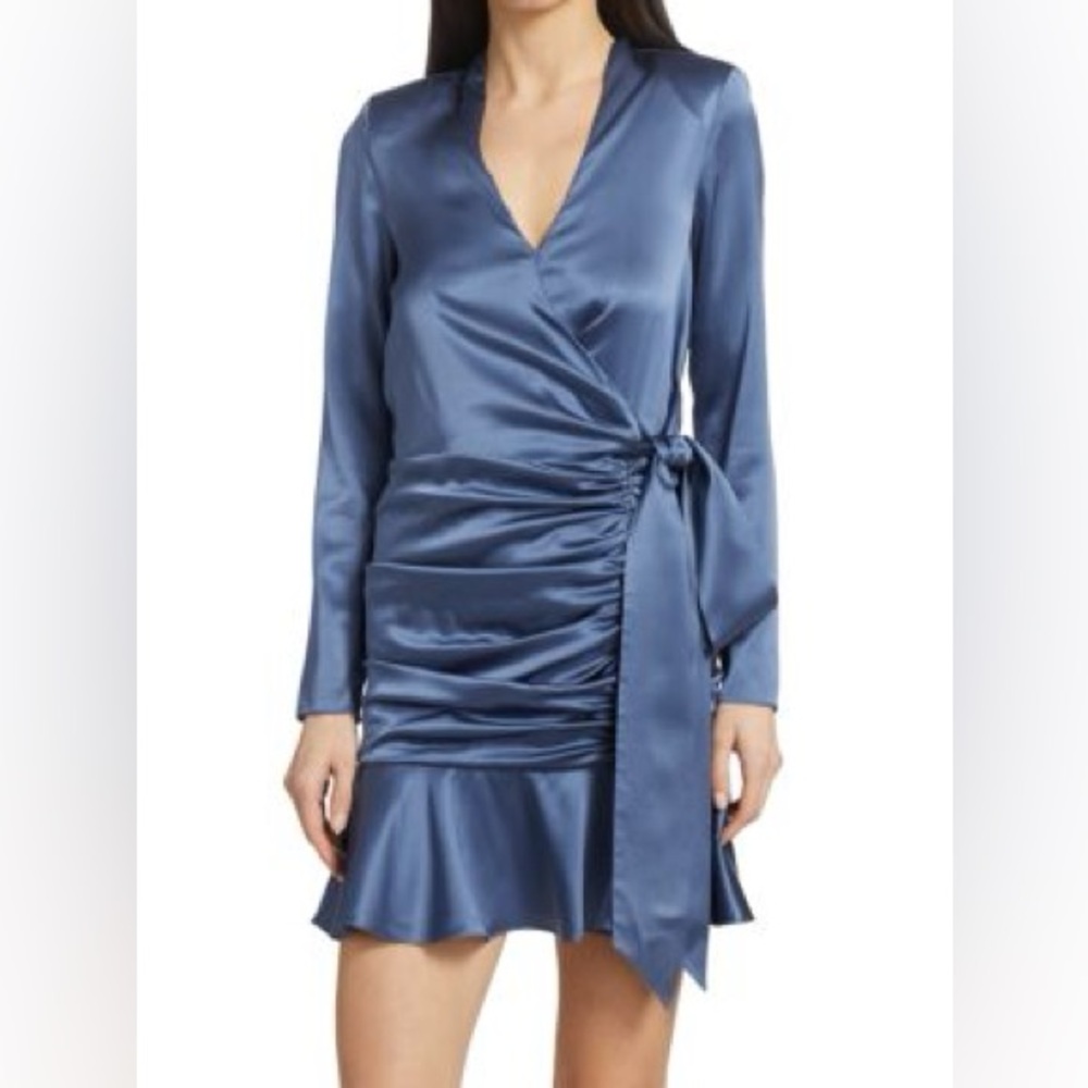 VERONICA BEARD Agatha Silk Satin Wrap-Effect Dress